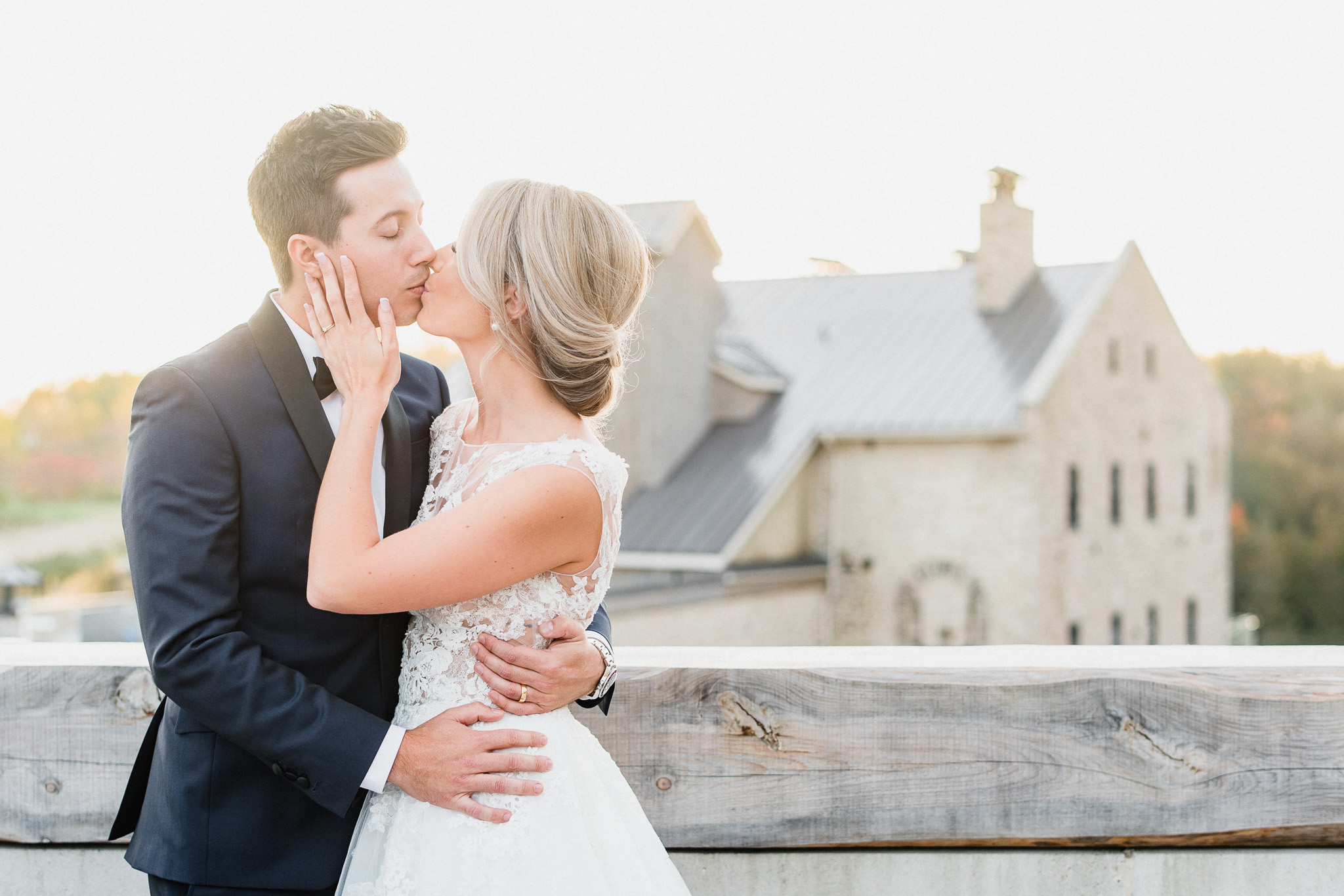 Sunset rooftop wedding photos at Elora Mill| Jenn Kavanagh Photography